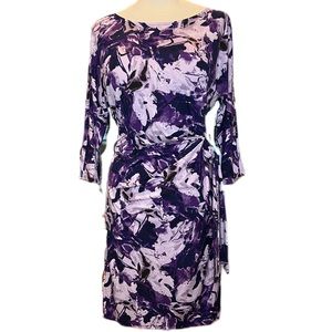 Ann Taylor Dress Size Large Petite Purple Floral Summer